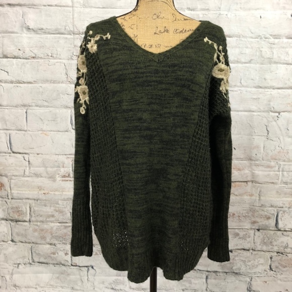 Vintage Havana Sweaters - Vintage Havana BOHO Green Cozy Knit Sweater